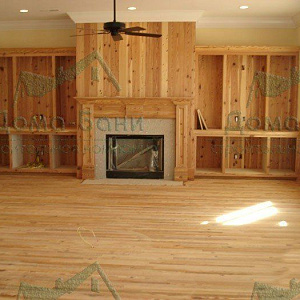 Эко-отделка гостиной с камином